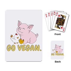 Go Vegan - Cute Pig And Chicken Playing Card by Valentinaart