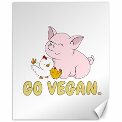 Go Vegan - Cute Pig And Chicken Canvas 16  X 20   by Valentinaart