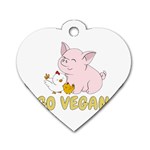 Go Vegan - Cute Pig and Chicken Dog Tag Heart (Two Sides) Front