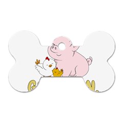 Go Vegan - Cute Pig And Chicken Dog Tag Bone (two Sides) by Valentinaart