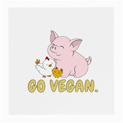 Go Vegan - Cute Pig And Chicken Medium Glasses Cloth (2-side) by Valentinaart