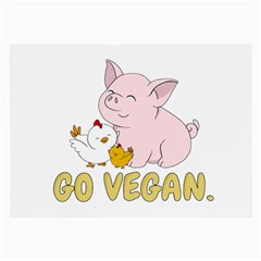 Go Vegan - Cute Pig And Chicken Large Glasses Cloth (2-side) by Valentinaart