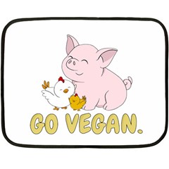 Go Vegan - Cute Pig And Chicken Fleece Blanket (mini) by Valentinaart