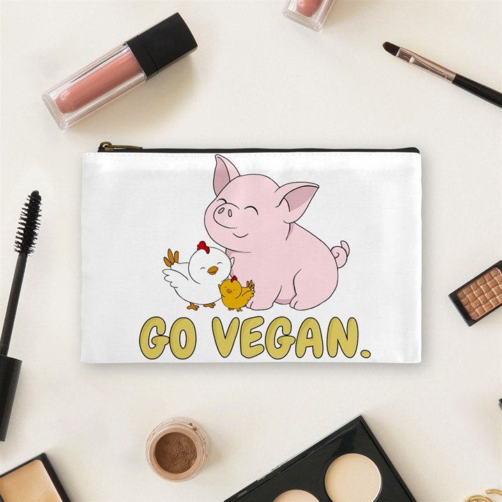 Go Vegan - Cute Pig and Chicken Cosmetic Bag (Medium) 