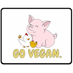 Go Vegan - Cute Pig And Chicken Fleece Blanket (medium)  by Valentinaart