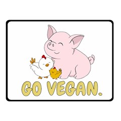 Go Vegan - Cute Pig And Chicken Fleece Blanket (small) by Valentinaart