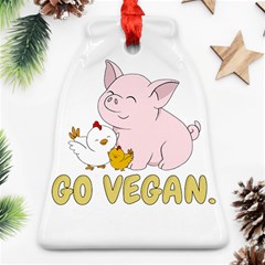 Go Vegan - Cute Pig And Chicken Bell Ornament (two Sides) by Valentinaart