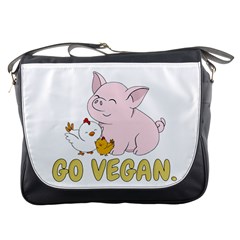 Go Vegan - Cute Pig And Chicken Messenger Bags