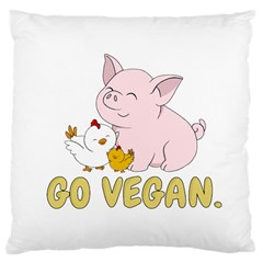 Go Vegan - Cute Pig And Chicken Large Cushion Case (one Side) by Valentinaart