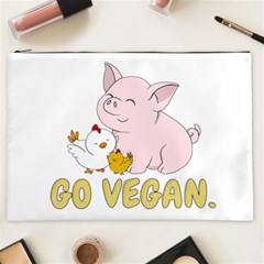 Go Vegan - Cute Pig And Chicken Cosmetic Bag (xxl)  by Valentinaart