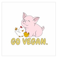 Go Vegan - Cute Pig And Chicken Large Satin Scarf (square) by Valentinaart