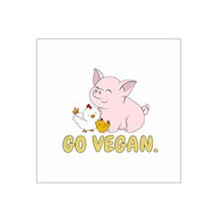 Go Vegan - Cute Pig And Chicken Satin Bandana Scarf by Valentinaart