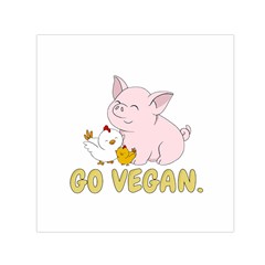 Go Vegan - Cute Pig And Chicken Small Satin Scarf (square) by Valentinaart