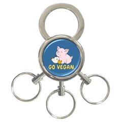 Go Vegan - Cute Pig and Chicken 3-Ring Key Chains