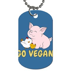 Go Vegan - Cute Pig and Chicken Dog Tag (One Side)