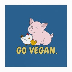 Go Vegan - Cute Pig And Chicken Medium Glasses Cloth (2-side) by Valentinaart