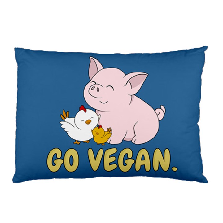 Go Vegan - Cute Pig and Chicken Pillow Case