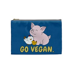 Go Vegan - Cute Pig And Chicken Cosmetic Bag (medium)  by Valentinaart