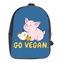 Go Vegan - Cute Pig And Chicken School Bag (large) by Valentinaart