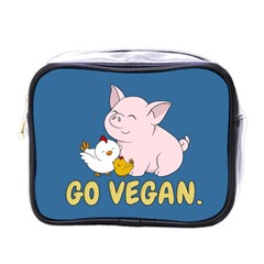 Go Vegan - Cute Pig And Chicken Mini Toiletries Bags by Valentinaart