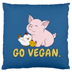 Go Vegan - Cute Pig and Chicken Large Cushion Case (Two Sides)