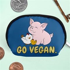 Go Vegan - Cute Pig and Chicken Accessory Pouches (Medium) 