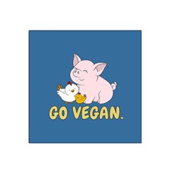 Go Vegan - Cute Pig And Chicken Satin Bandana Scarf by Valentinaart