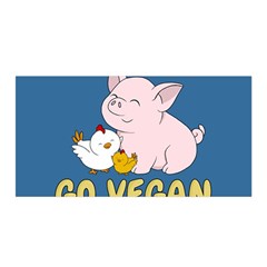 Go Vegan - Cute Pig And Chicken Satin Wrap by Valentinaart