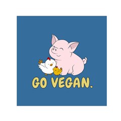 Go Vegan - Cute Pig And Chicken Small Satin Scarf (square) by Valentinaart