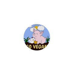 Go Vegan - Cute Pig And Chicken 1  Mini Magnets by Valentinaart