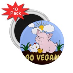 Go Vegan - Cute Pig And Chicken 2 25  Magnets (10 Pack)  by Valentinaart