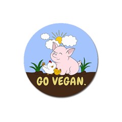 Go Vegan - Cute Pig And Chicken Magnet 3  (round)