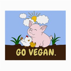 Go Vegan - Cute Pig And Chicken Small Glasses Cloth by Valentinaart