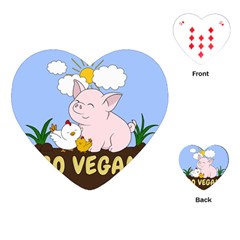 Go Vegan - Cute Pig And Chicken Playing Cards (heart)  by Valentinaart