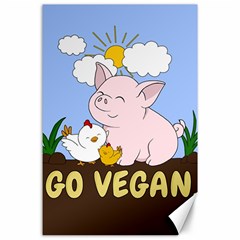 Go Vegan - Cute Pig And Chicken Canvas 24  X 36  by Valentinaart