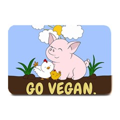 Go Vegan - Cute Pig And Chicken Plate Mats by Valentinaart