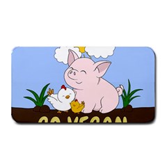 Go Vegan - Cute Pig And Chicken Medium Bar Mats by Valentinaart