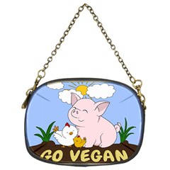 Go Vegan - Cute Pig And Chicken Chain Purses (one Side)  by Valentinaart