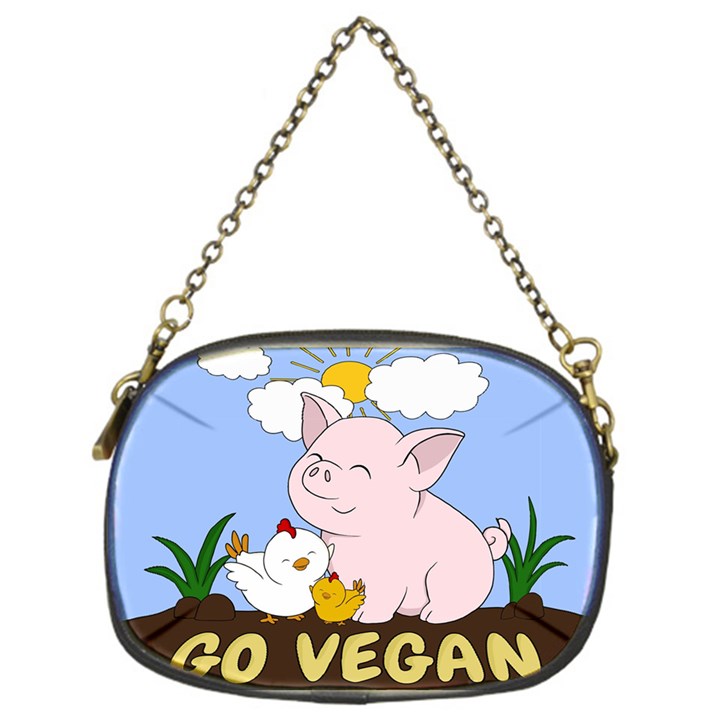 Go Vegan - Cute Pig and Chicken Chain Purses (One Side) 