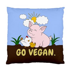 Go Vegan - Cute Pig And Chicken Standard Cushion Case (two Sides) by Valentinaart