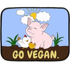 Go Vegan - Cute Pig And Chicken Fleece Blanket (mini) by Valentinaart