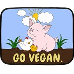 Go Vegan - Cute Pig and Chicken Fleece Blanket (Mini) 35 x27  Blanket