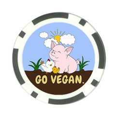 Go Vegan - Cute Pig And Chicken Poker Chip Card Guard (10 Pack) by Valentinaart