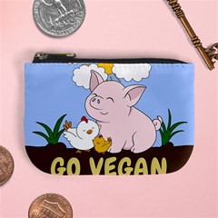 Go Vegan - Cute Pig And Chicken Mini Coin Purses by Valentinaart