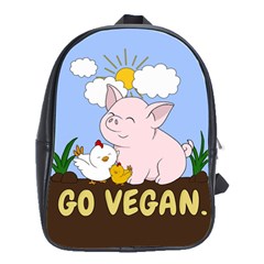 Go Vegan - Cute Pig And Chicken School Bag (large) by Valentinaart