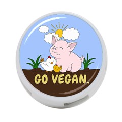 Go Vegan - Cute Pig And Chicken 4-port Usb Hub (one Side) by Valentinaart