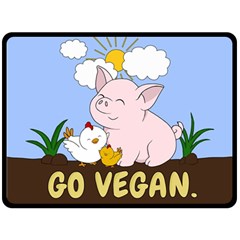 Go Vegan - Cute Pig And Chicken Fleece Blanket (large)  by Valentinaart