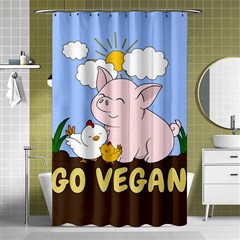 Go Vegan - Cute Pig And Chicken Shower Curtain 48  X 72  (small)  by Valentinaart