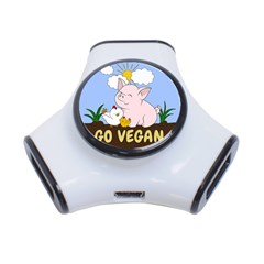 Go Vegan - Cute Pig And Chicken 3-port Usb Hub by Valentinaart