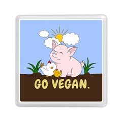 Go Vegan - Cute Pig And Chicken Memory Card Reader (square)  by Valentinaart